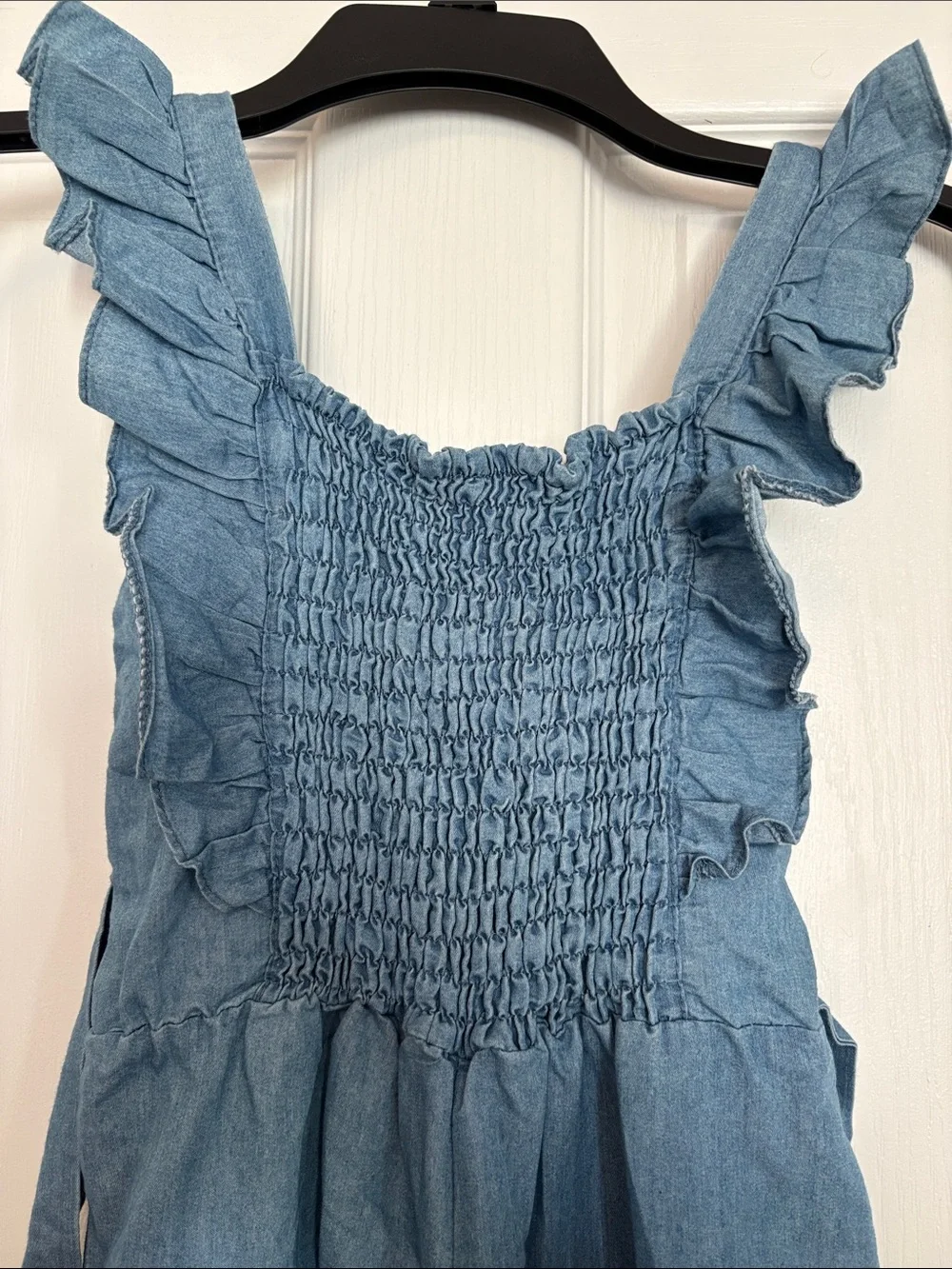 btween Light Blue Ruffle Strap Wide-Leg Jumpsuit